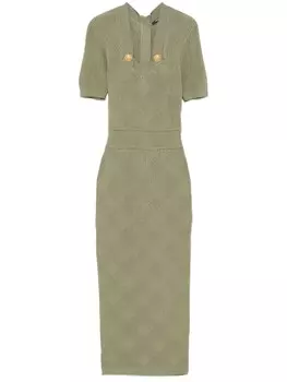 Платье миди в клетку Balmain, зеленый