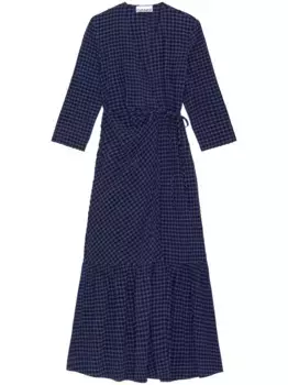 Платье миди в клетку гингем GANNI, синий