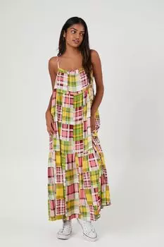 Платье миди в клетку из поплина Forever 21, розовый