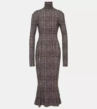 Платье миди в клетку «рыбий хвост» Norma Kamali, коричневый