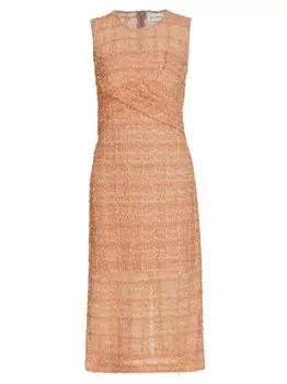 Платье-миди в клетку с драпировкой в паутину St. John