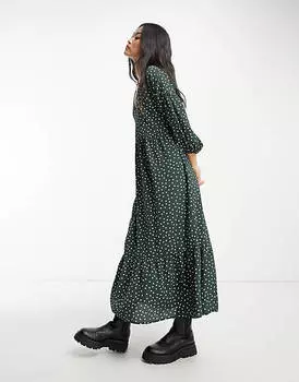 Платье миди в крапинку бутылочно-зеленого цвета ASOS DESIGN Chuck on