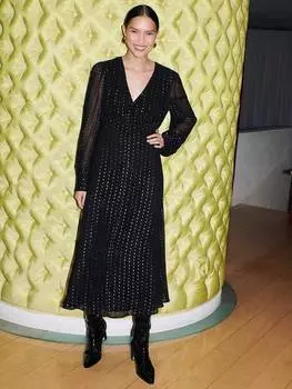 Платье миди в металлическую полоску Whistles, черный/разноцветный