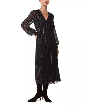 Платье миди в металлизированную полоску Whistles, мультиколор