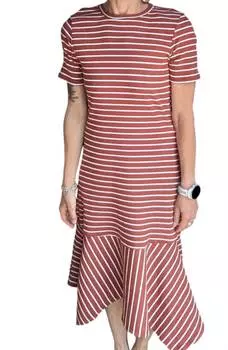 Платье миди в полоску цвета кэмел entro, коричневый