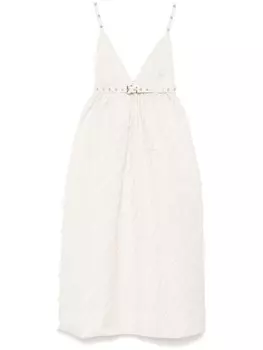 Платье миди в полоску GANNI, нейтральный цвет