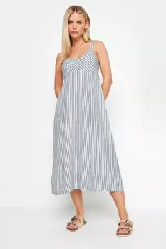 Платье миди в полоску из 100% хлопка Pixiegirl Petite, синий