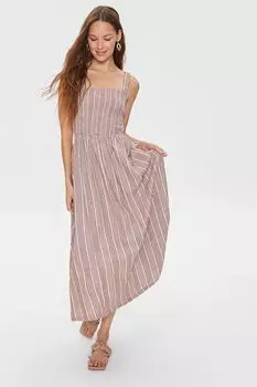 Платье миди в полоску Kendall + Kylie Forever 21, серо-коричневый