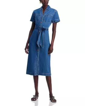 Платье-миди в полоску Veronica Beard, синий