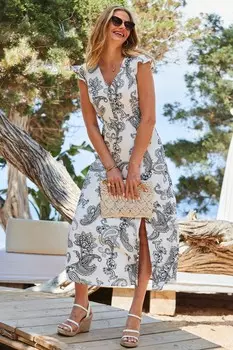 Платье миди в практичном стиле с завязками на спине Sosandar, белый