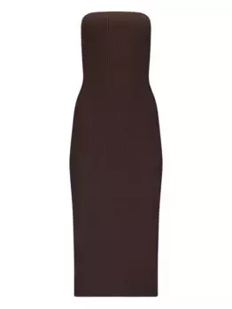 Платье миди в рубчик без бретелей MAX MARA, коричневый