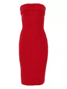 Платье миди в рубчик Carolina Herrera, красный