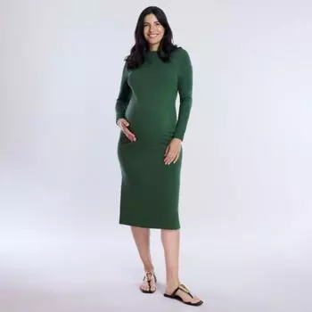 Платье миди в рубчик для беременных Motherhood, цвет green pastures