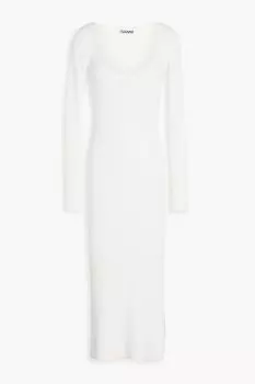 Платье миди в рубчик GANNI, экру