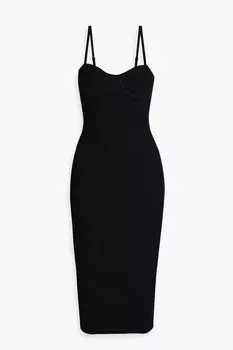 Платье миди в рубчик HELMUT LANG, черный