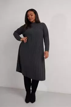 Платье миди в рубчик Live Unlimited, серый