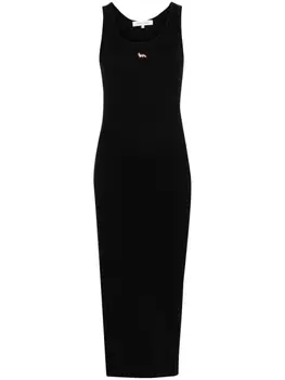 Платье миди в рубчик Maison Kitsun, черный