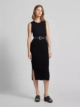 Платье миди в рубчик, модель «ISLA» Vila, черный