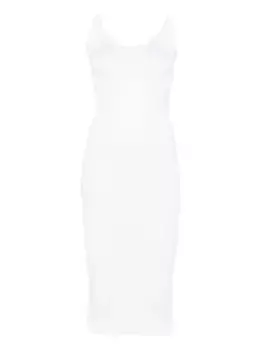 Платье миди в рубчик Mugler, белый