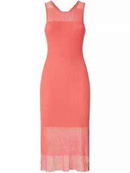 Платье миди в рубчик PINKO прозрачное, розовый