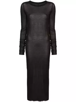 Платье миди в рубчик Rick Owens, коричневый
