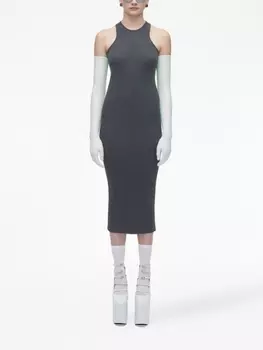 Платье миди в рубчик с логотипом Marc Jacobs, серый