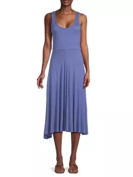 Платье миди в рубчик с расклешенной юбкой Lexi Marine Layer, синий