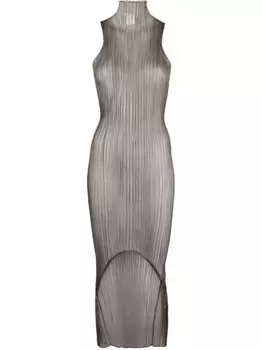 Платье миди в рубчик с высоким воротником AISLING CAMPS, серый