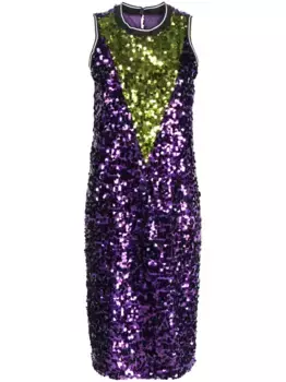 Платье миди в стиле колор-блок с пайетками Plan C, фиолетовый