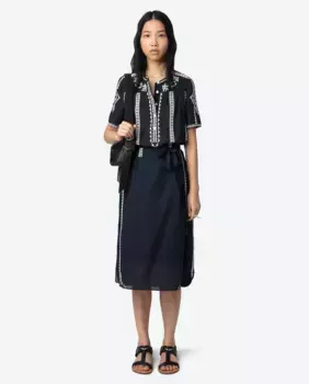 Платье миди в стиле риги с короткими рукавами Zadig & Voltaire, тёмно-синий