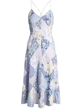 Платье миди в технике пэчворк Polo Ralph Lauren, синий