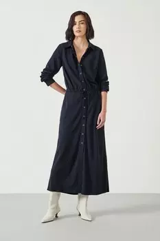 Платье миди в тонкую полоску от Martina Hush, черный