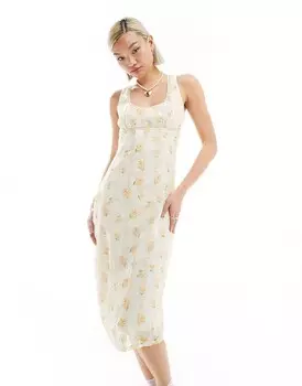 Платье миди в винтажном стиле Daisy Street с кремовой кружевной отделкой