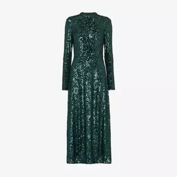 Платье миди Whistles из эластичной ткани Whistles, зеленый