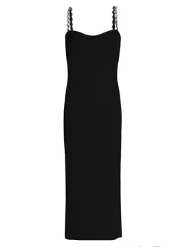 Платье миди волнистой вязки в рубчик Galvan, черный