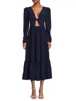 Платье - Миди Ярусное Wayf с цветочным принтом, navy