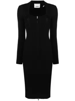 Платье миди Zael из смесовой шерсти ISABEL MARANT, черный