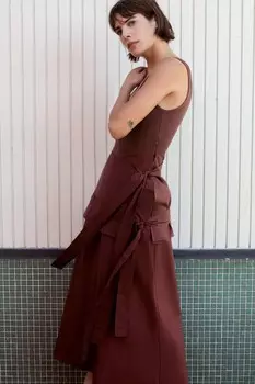 Платье миди ZARA, бордовый