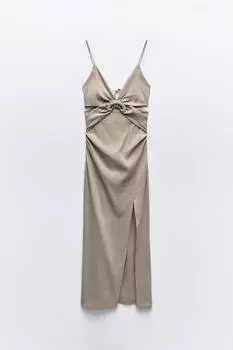 Платье - миди Zara Cut-out Detail, светло-бежевый