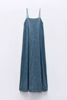 Платье - миди Zara Denim Trf, синий