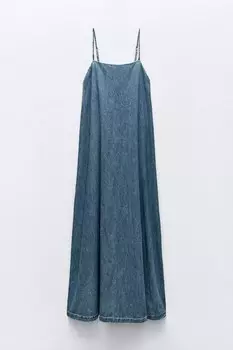 Платье - миди Zara Denim Trf, синий