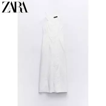 Платье-миди Zara TRF с бантом, белый