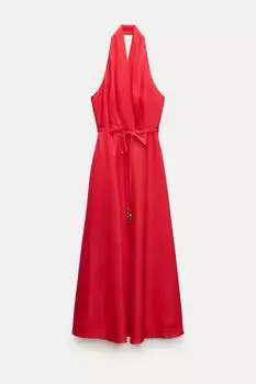 Платье - миди Zara ZW Collection Halter, красный