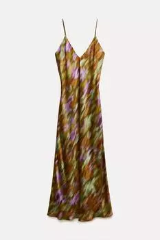 Платье - миди Zara ZW Collection Printed Slip, мультиколор