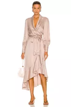 Платье миди Zimmermann Silk Wrap, цвет Petal