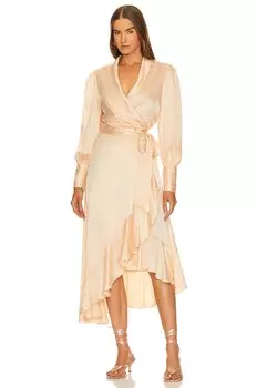 Платье миди Zimmermann Silk Wrap, песочный