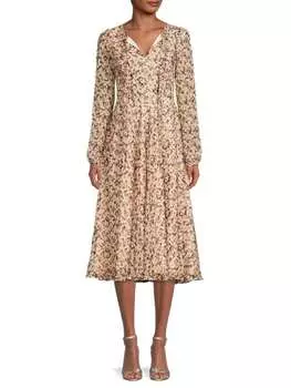 Платье Mikael Aghal с цветочным принтом и завязками на шее, мультиколор