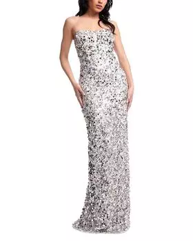 Платье-милашка Vada с пайетками Dress the Population, серебряный