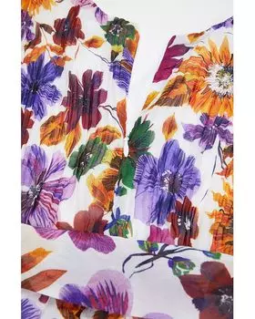 Платье MILLY MINIS Liv Wildflower Garden Pleated Dress, белый мульти