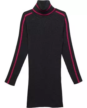 Платье MILLY MINIS Racer Stripe Turtleneck Dress, цвет Charcoal/Pink